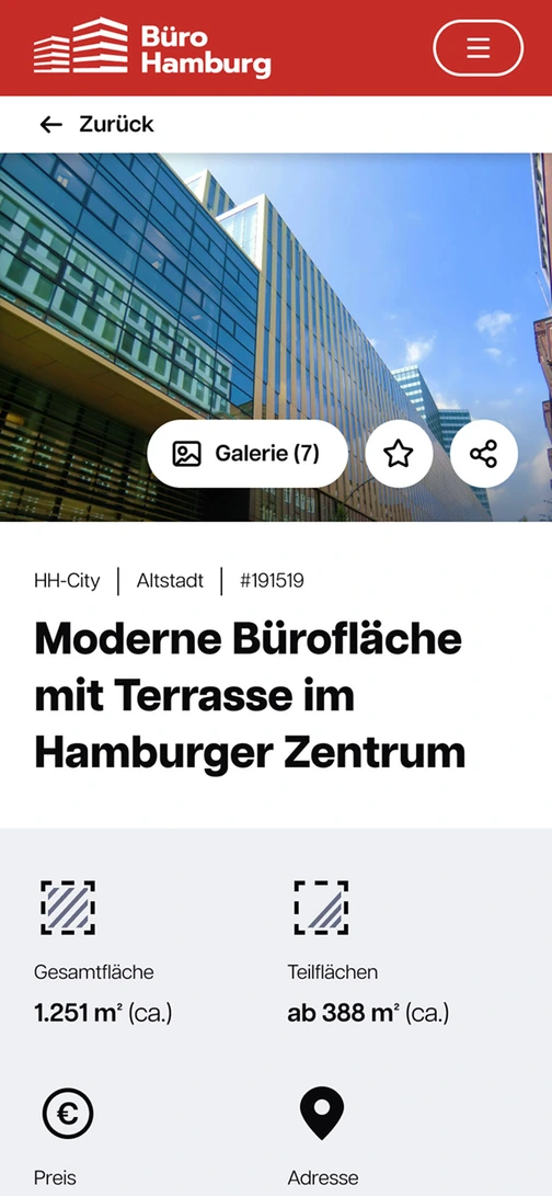 Smartphone: Immobilienliste oder Suchergebnisse