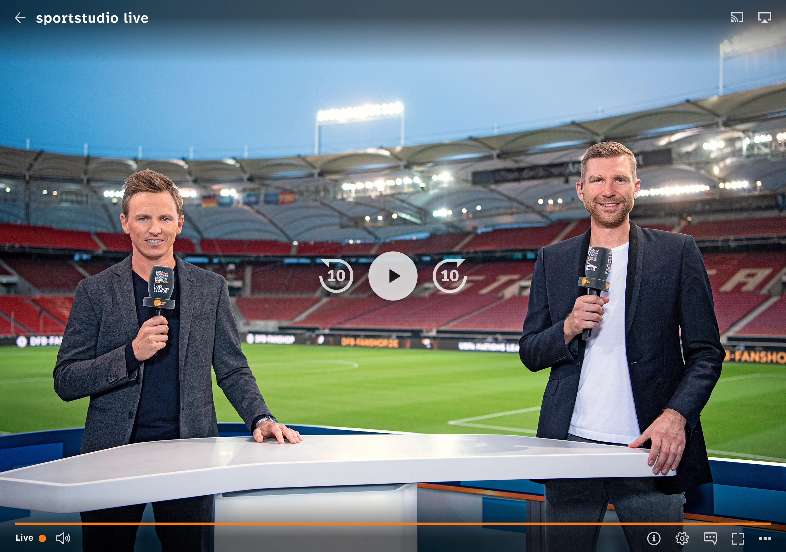 iPad-Mockup: ZDF-Player mit sportstudio live